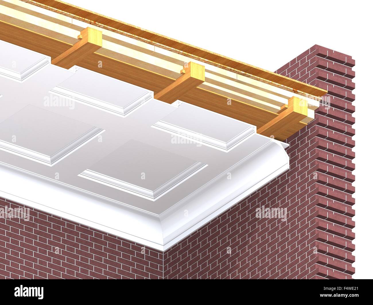 Cross section of wooden overlap in a brick house Stock Photo - Alamy