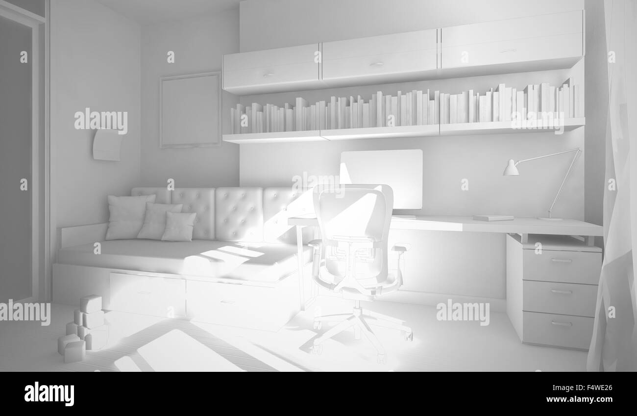Modern interior of the child-room 3D rendering Stock Photo - Alamy