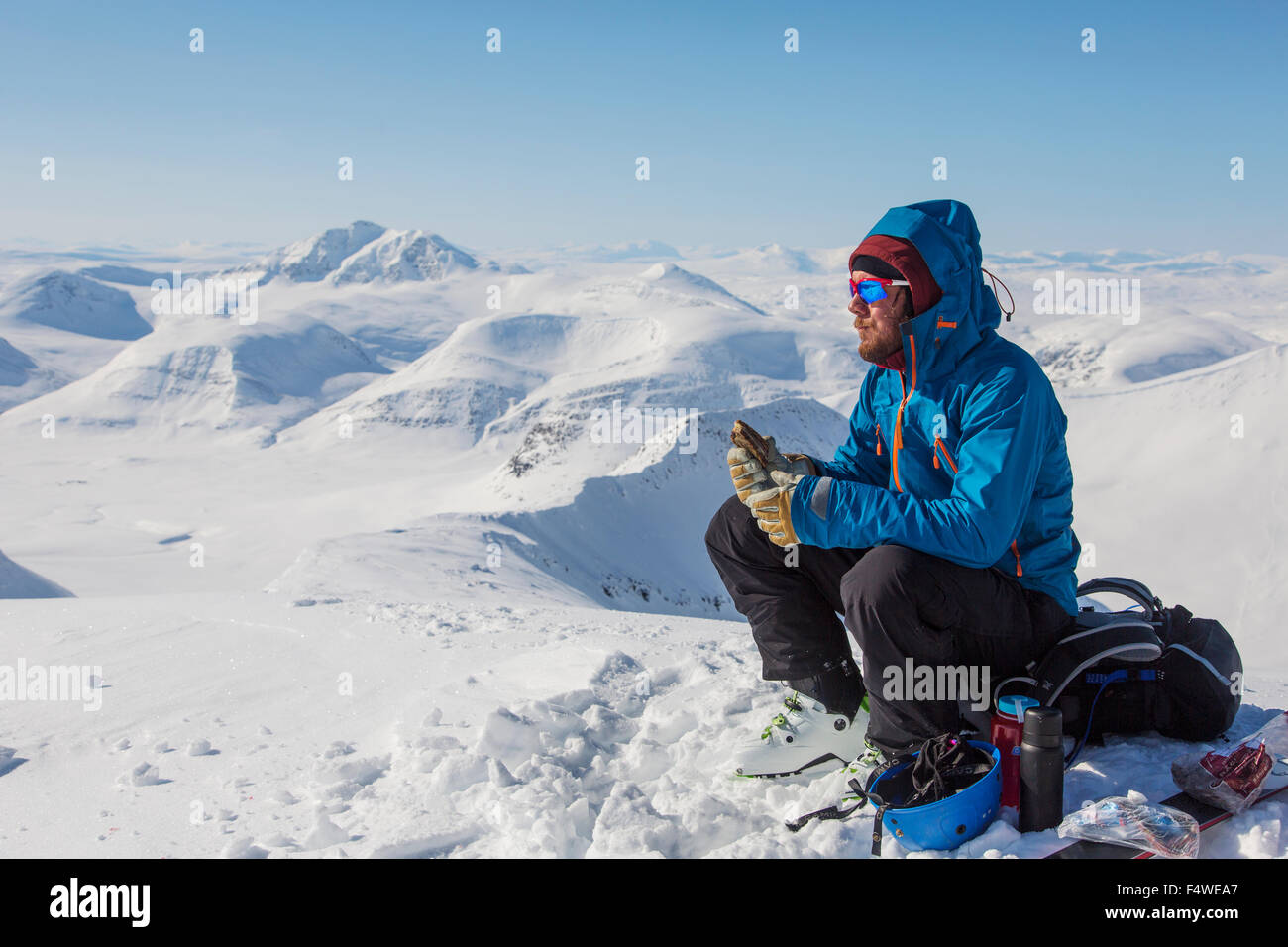 Man ski mountaineering Stock Photo