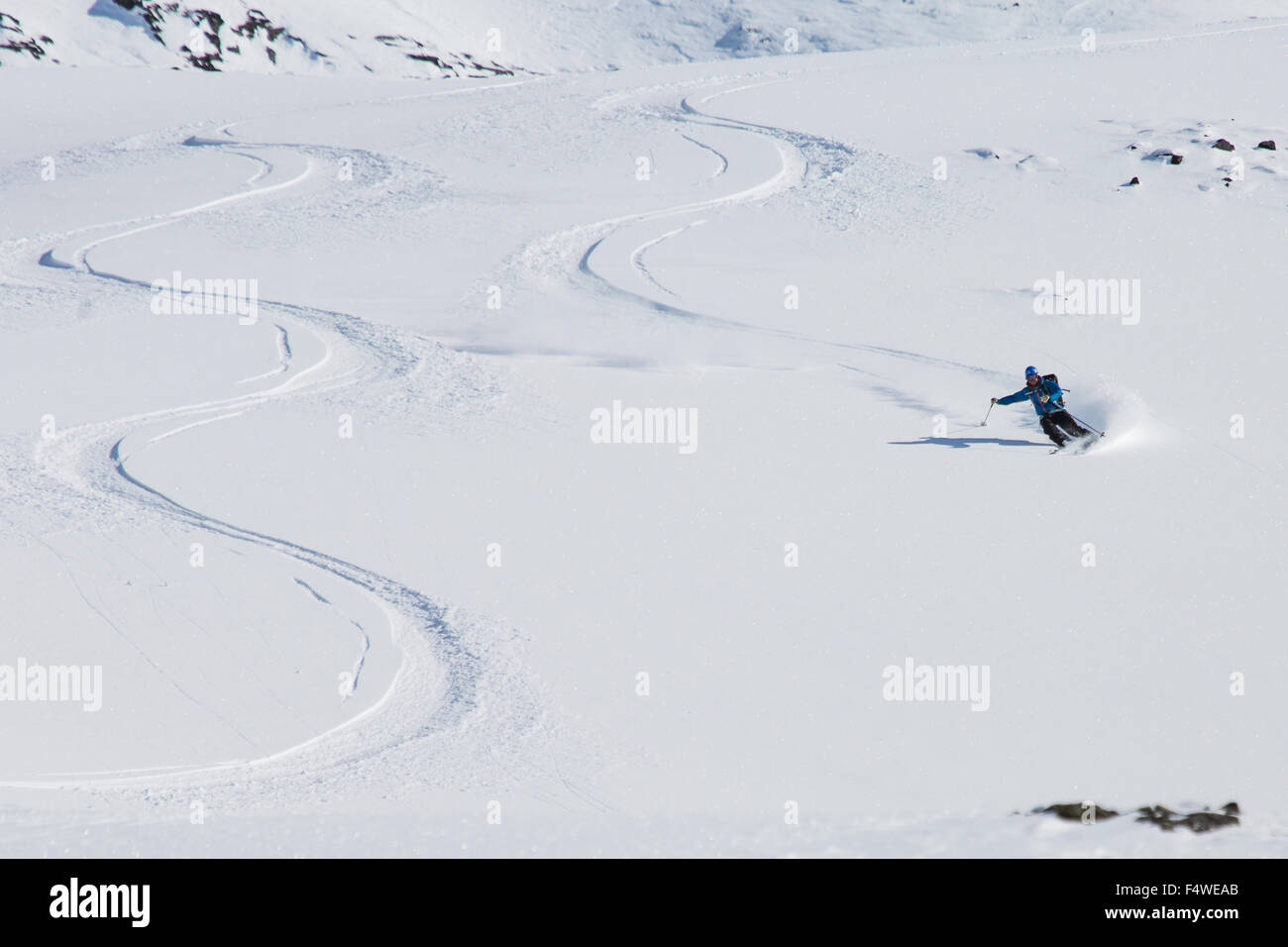 Man ski mountaineering Stock Photo