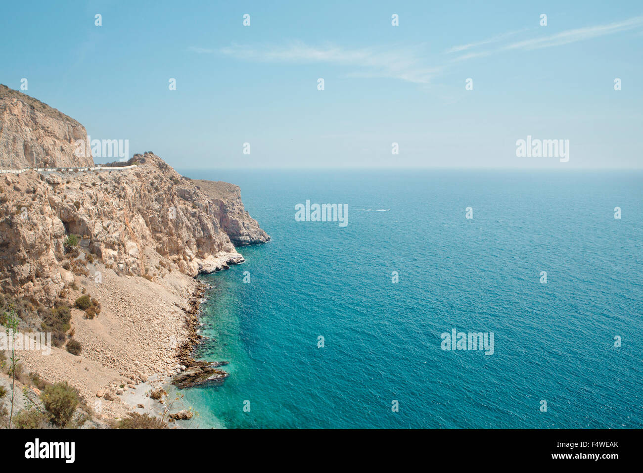 Spain, Andalusia, Elevated view of coastline at sunny day Stock Photo