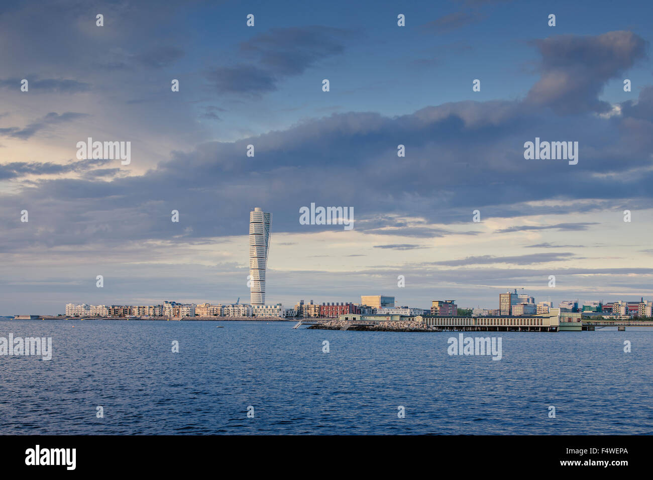 Sweden, Skane, Malmo, Vastra Hamnen, Buildings by sea Stock Photo