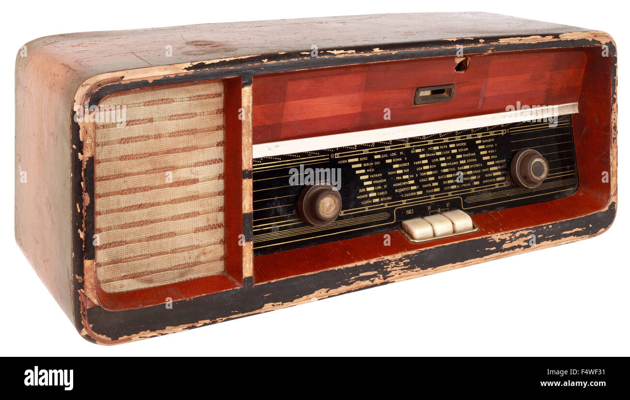 Old Radio Tuner Isolated with Clipping Path Stock Photo