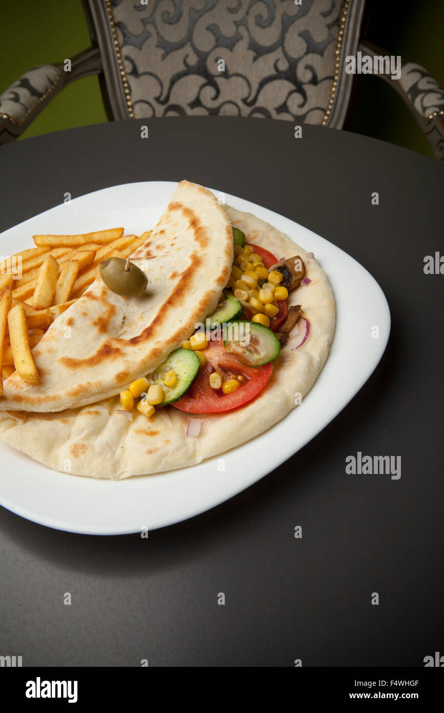 tortilla with vegetables and french fries Stock Photo Alamy