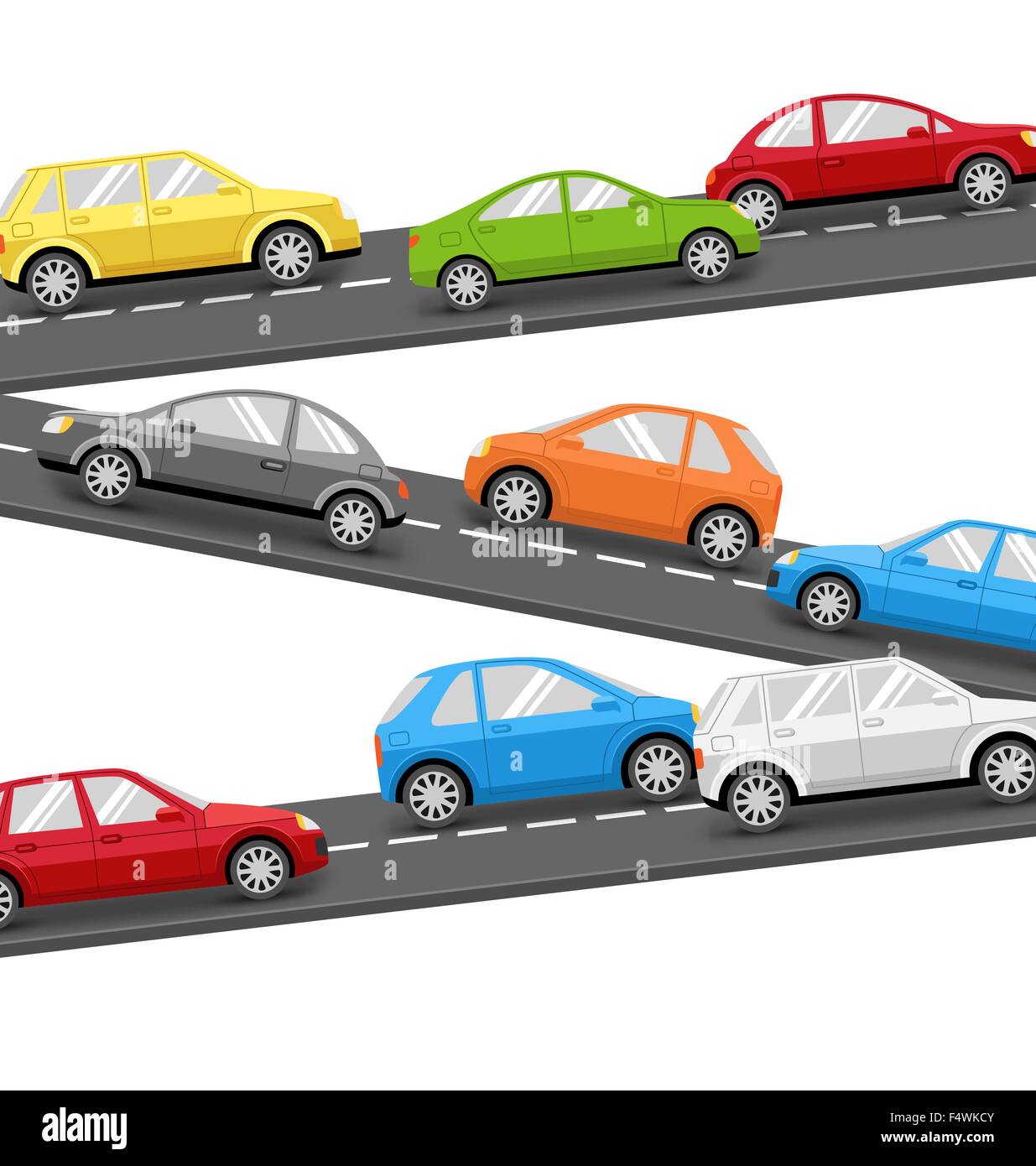 Cars on Road. Transport Background Stock Vector