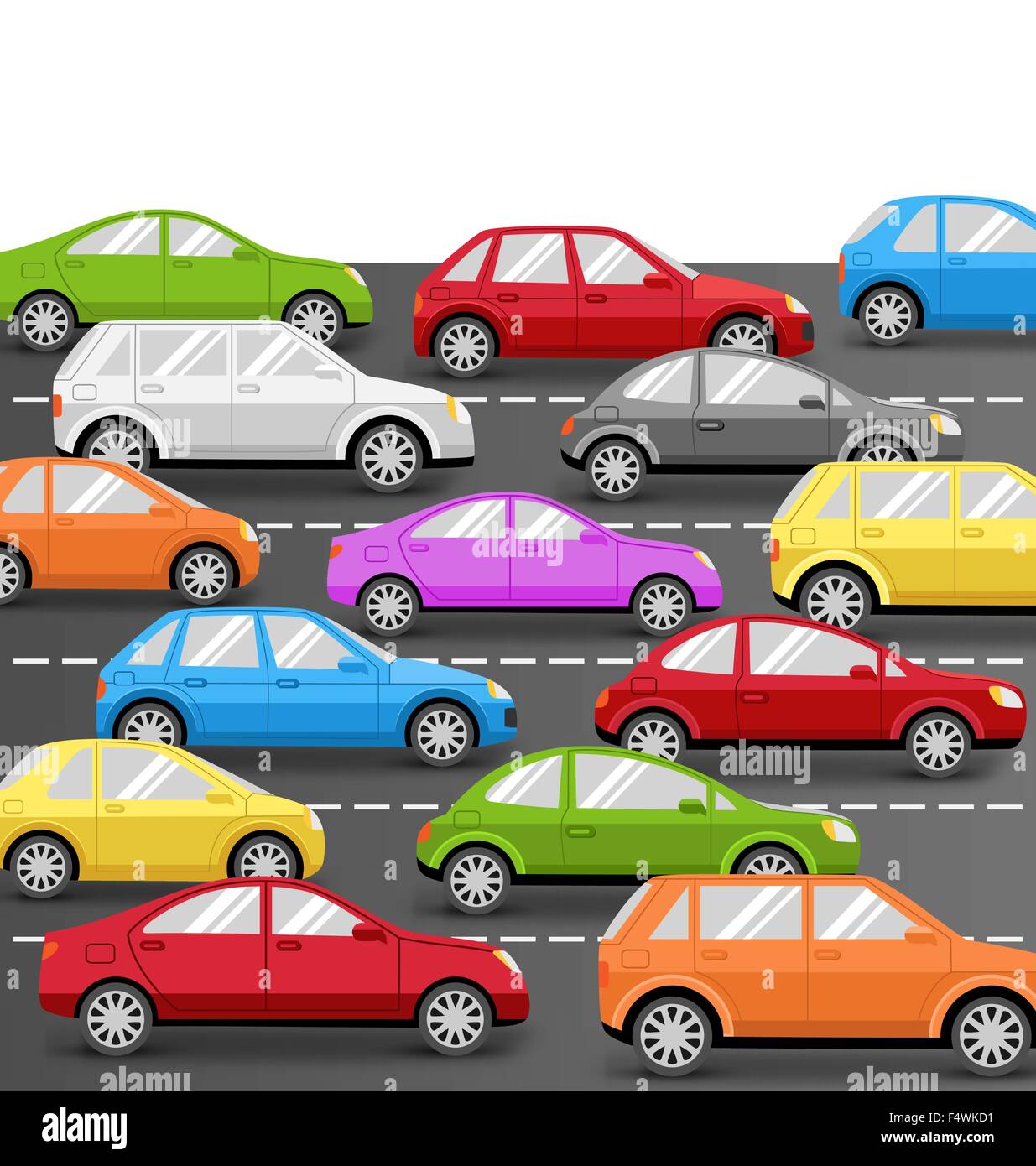 Cars on Road. Transport Background Stock Vector