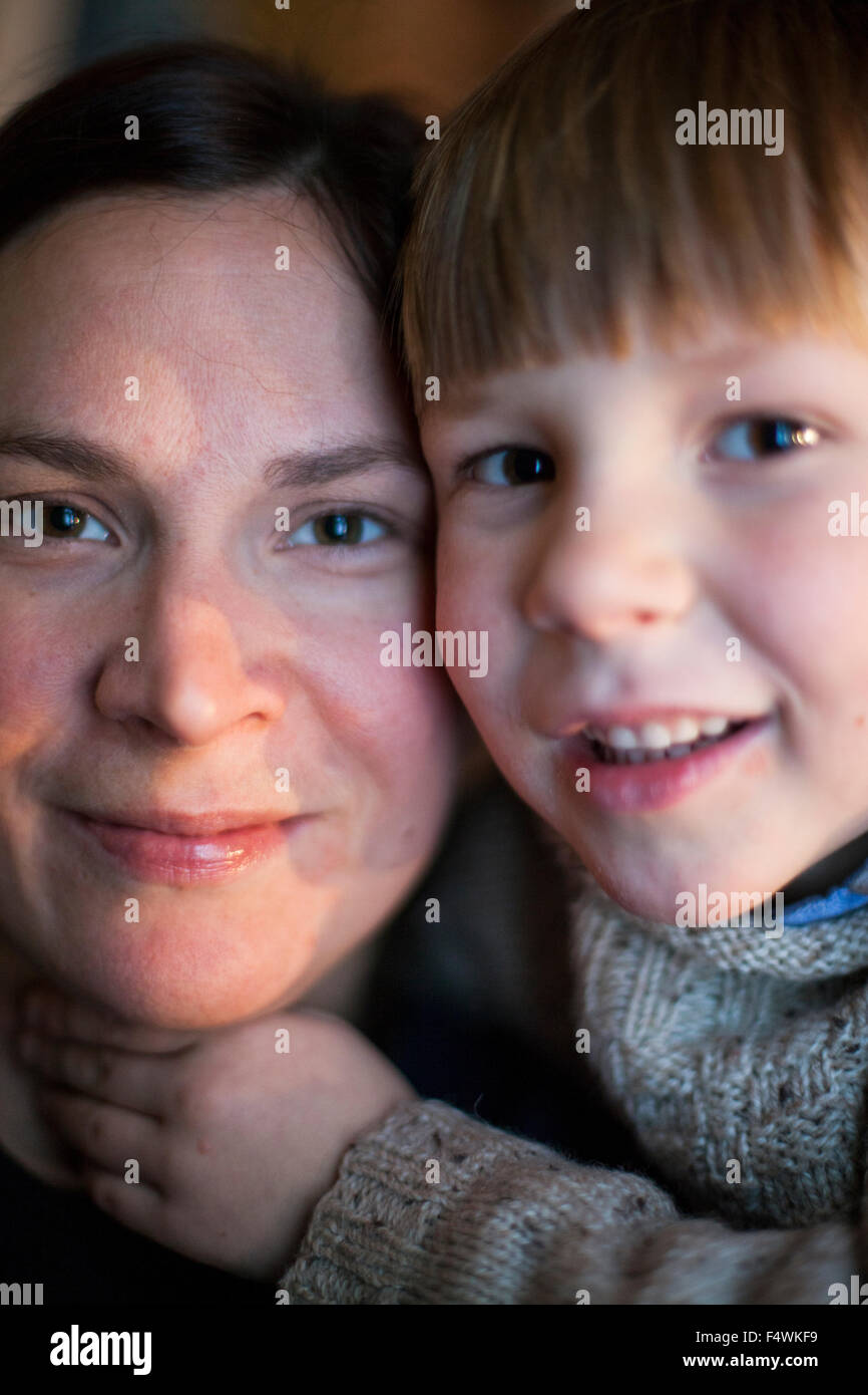 Portrait of mother and son (4-5) Stock Photo