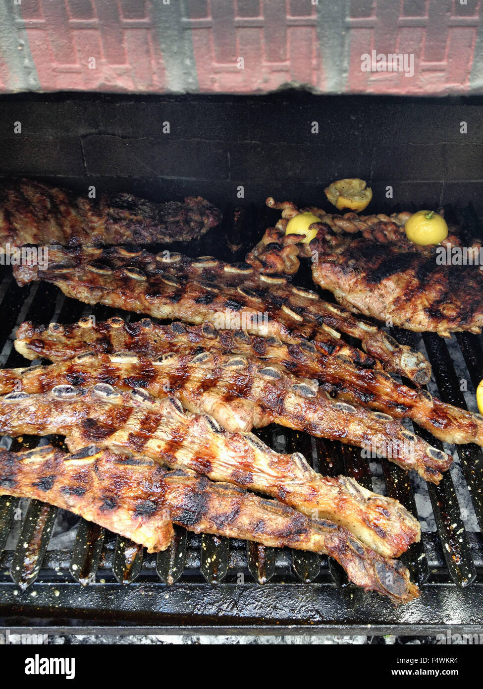 Authentic Argentina Argentinian home made asado parrilla barbecue Stock Photo