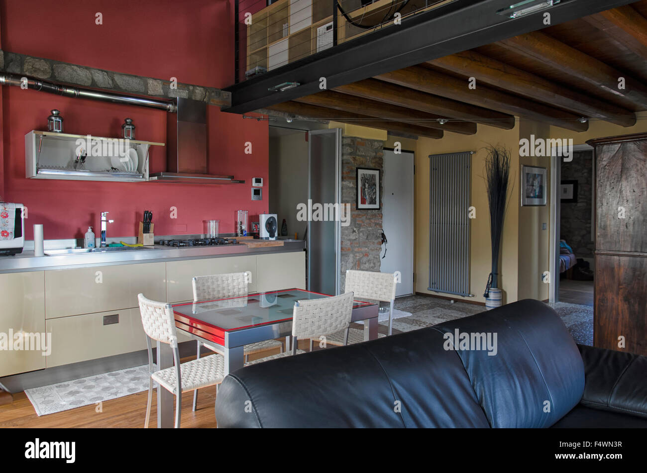 View of View of the kitchen of a luxury apartment Stock Photo - Alamy
