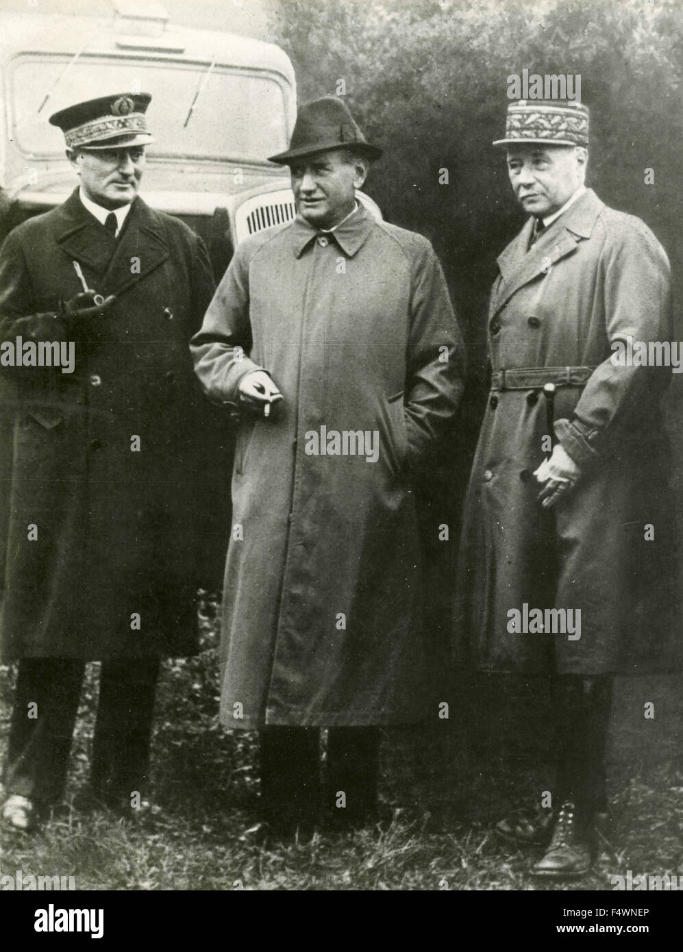 Edouard Daladier, Maurice Gamelin and Francois Darlan, organizers of National Defence, France Stock Photo