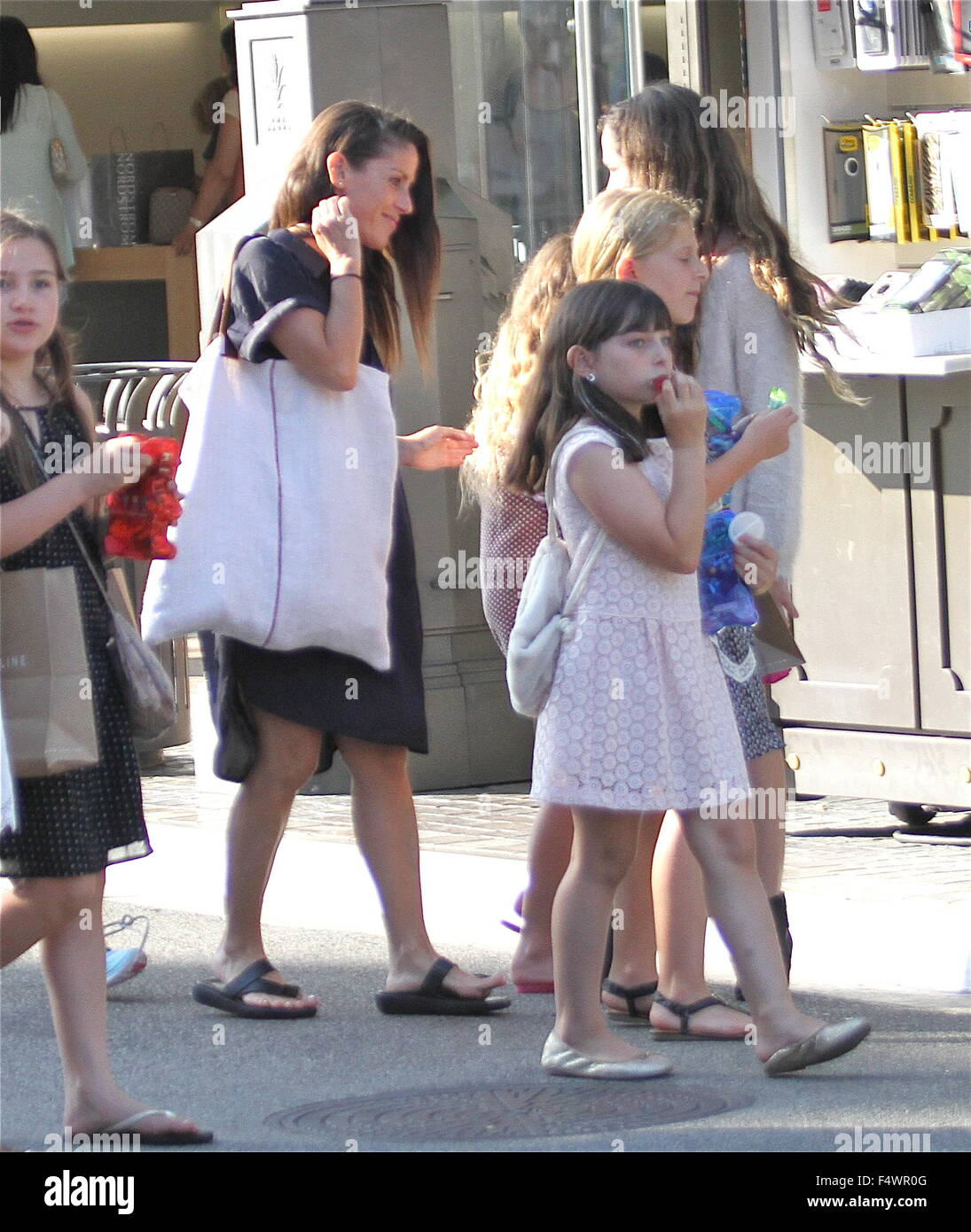 Soleil Moon Frye takes her daughters shopping at The Grove in Hollywood