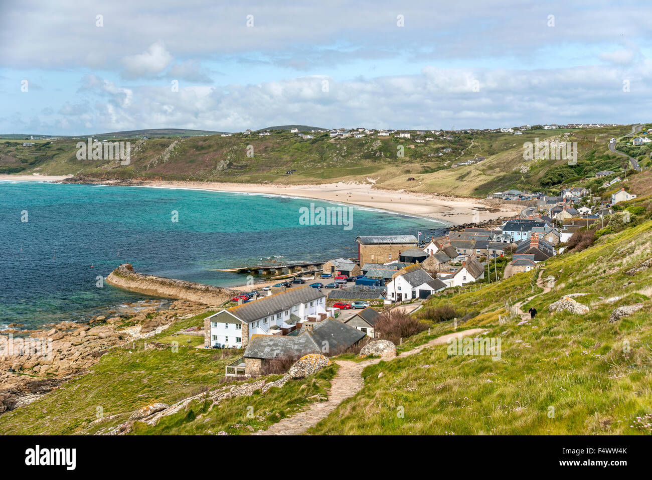 Scenic coastal landscape at Sennen Cove, Cornwall, England, UK Stock Photo
