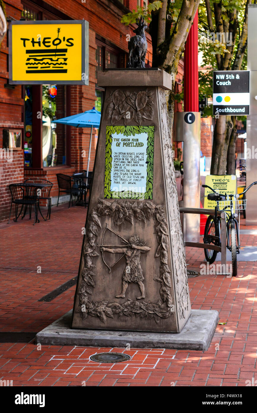 The Green Man Of Portland Obelisk On 5th And Couch In Portland