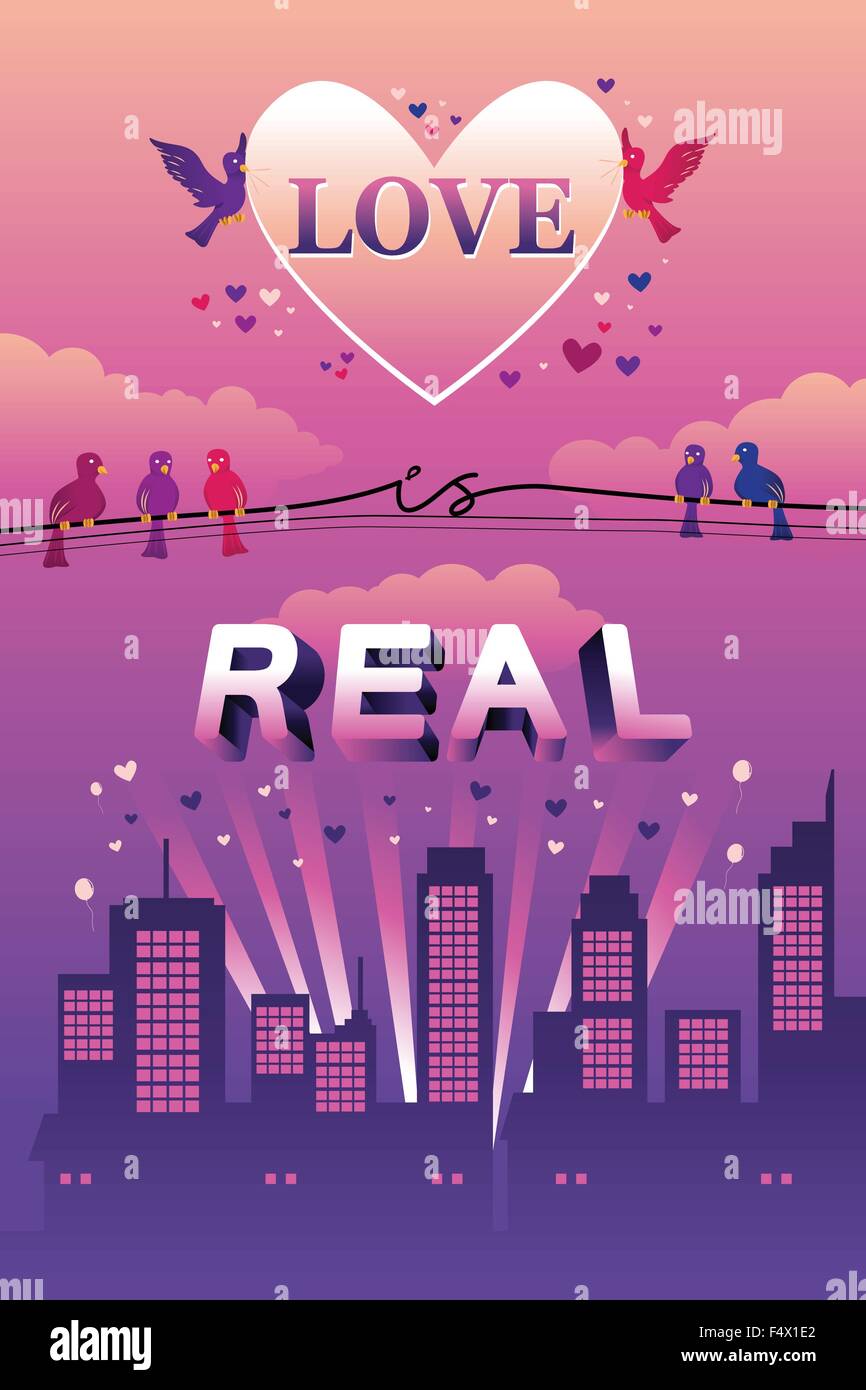 A vector illustration of Love is real design Stock Vector