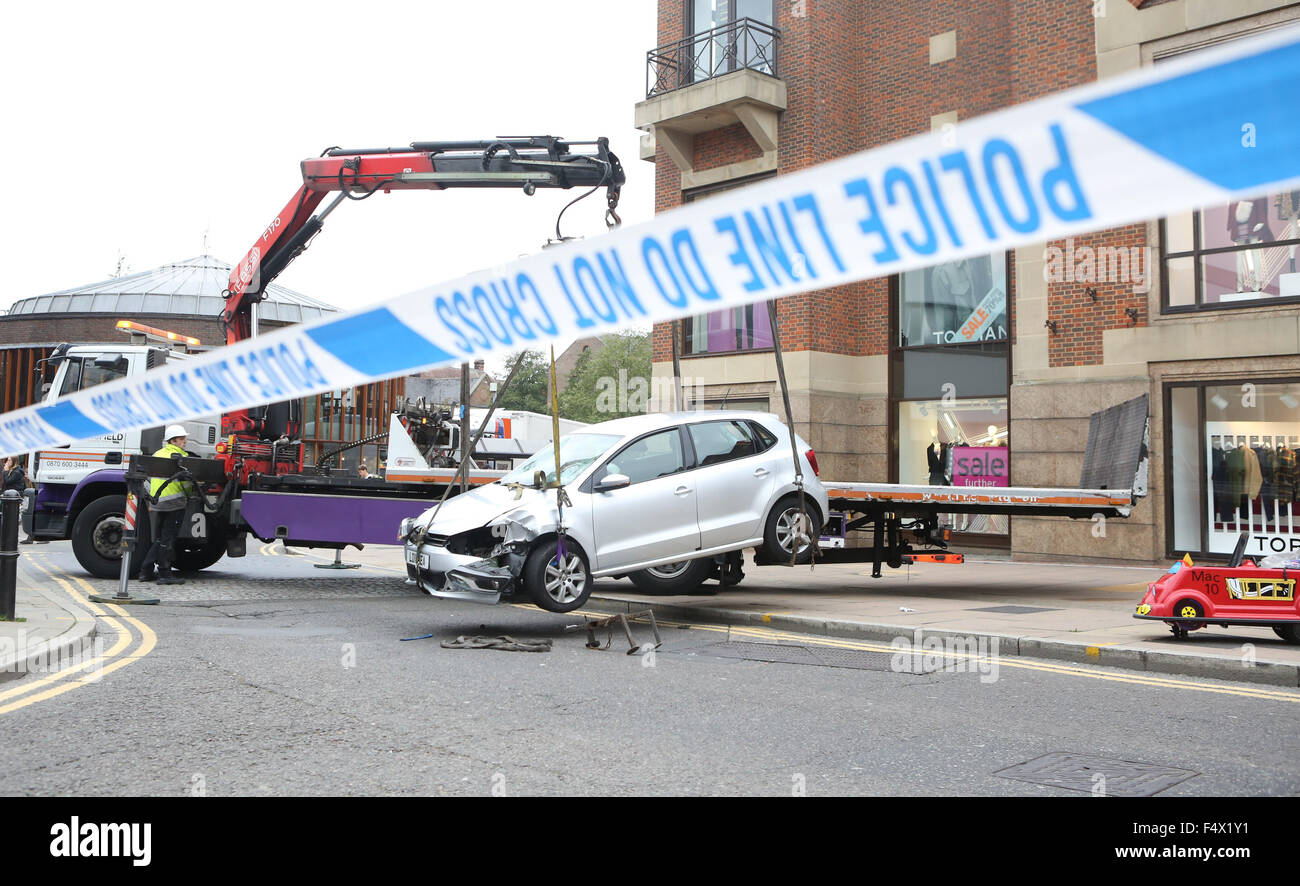 Guildford,Surrey Friday 23rd October 2015   Seven People Hit by a vehicle in Guildford town centre outside the Friary Centre GV showing the scene  of the vehicle and Police carrying out work to find out what has happened   ©UKNIP Stock Photo