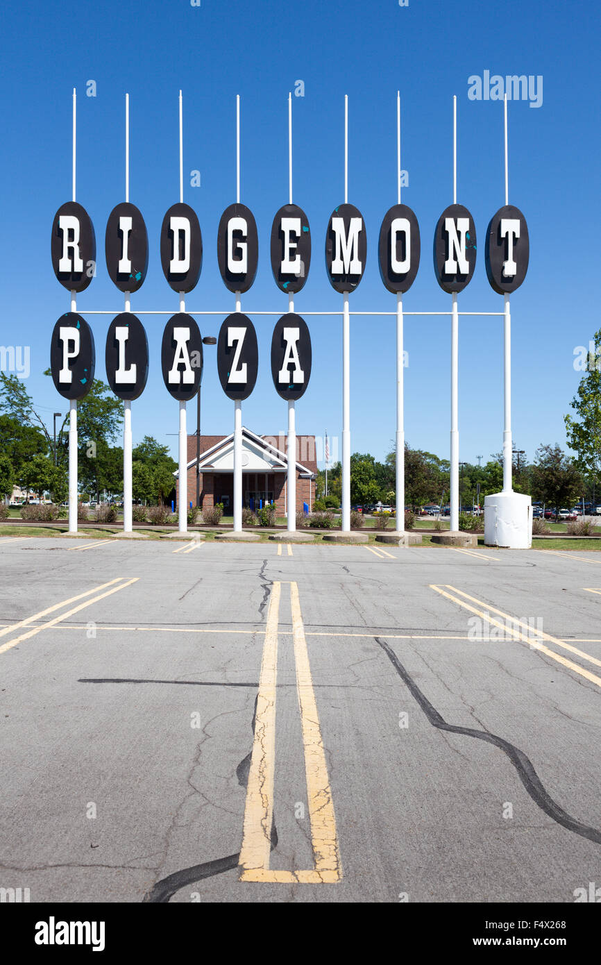 Retro design of Ridgemont Plaza sign, Greece, NY, near Rochester, New