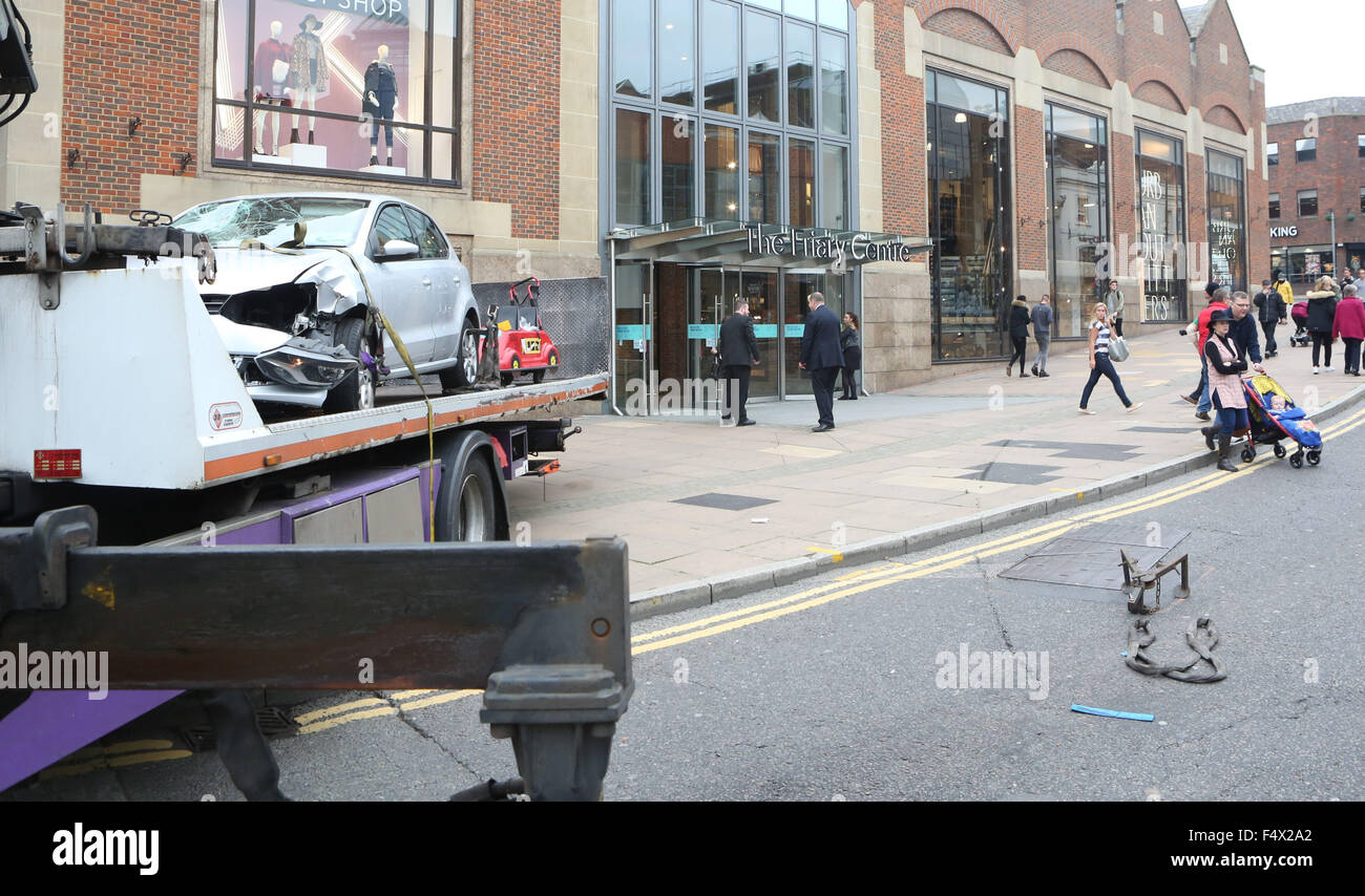 Guildford,Surrey Friday 23rd October 2015   Seven People Hit by a vehicle in Guildford town centre outside the Friary Centre GV showing the scene  of the vehicle and Police carrying out work to find out what has happened   ©UKNIP Stock Photo