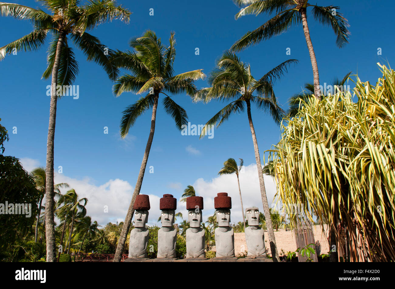 Rapa Nui Moai. Stone statues. Polynesian Cultural Center. O'ahu. Hawaii