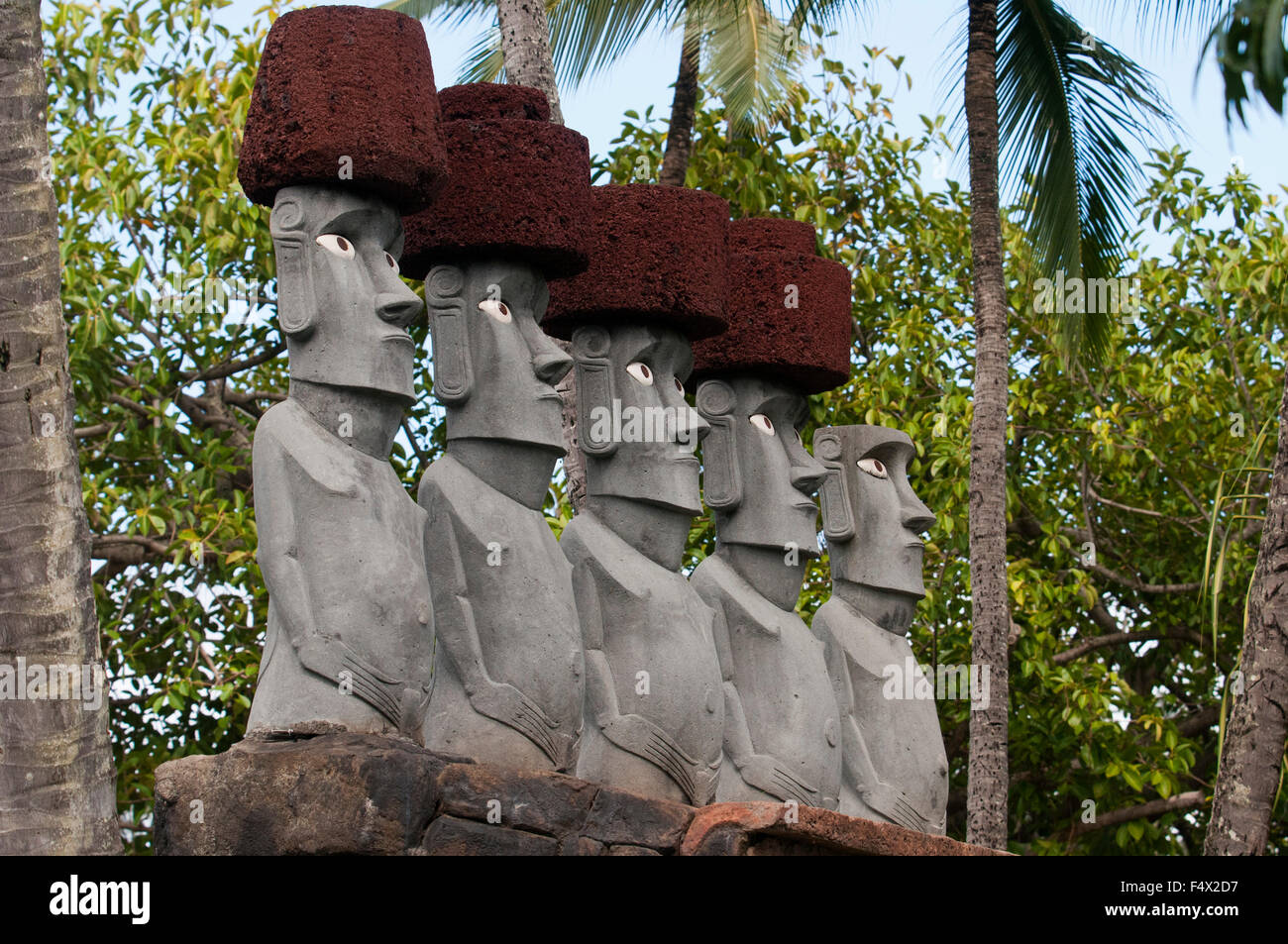 Rapa Nui Moai. Stone statues. Polynesian Cultural Center. O'ahu. Hawaii
