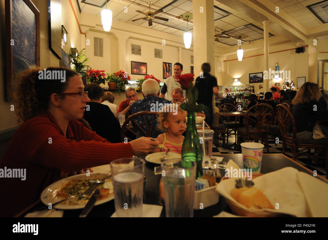 Restaurant, Cafe Pesto. Hilo Bay. Big Island, Hawaii. The origins of Café Pesto lay in the quaint harbor town of Kawaihae where Stock Photo