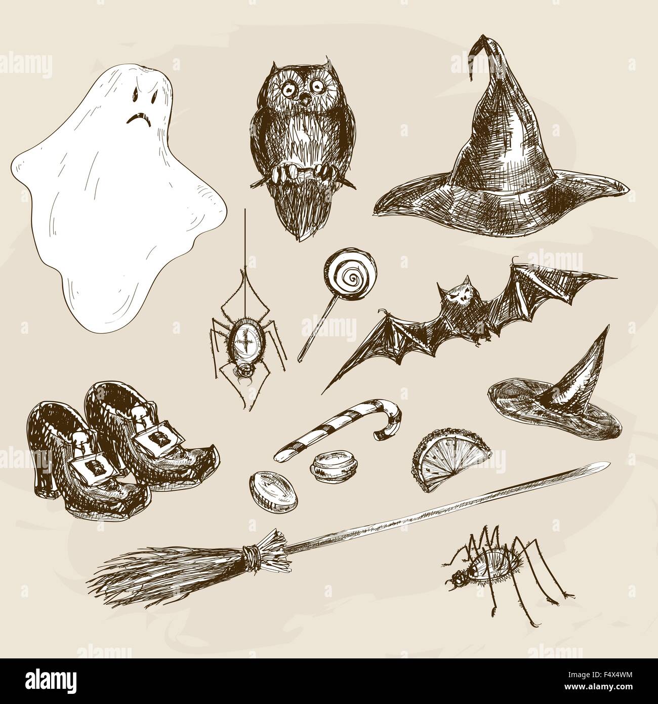 Halloween hand drawn set Stock Vector Image & Art - Alamy