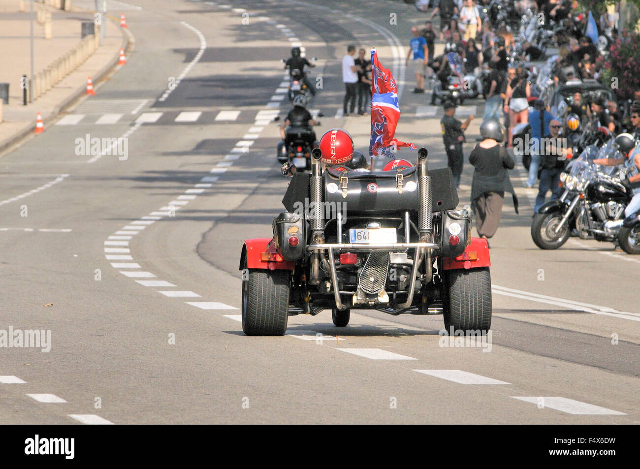 Harley Davidson motorcycles concentration. Barcelona. Catalonia. Spain Stock Photo