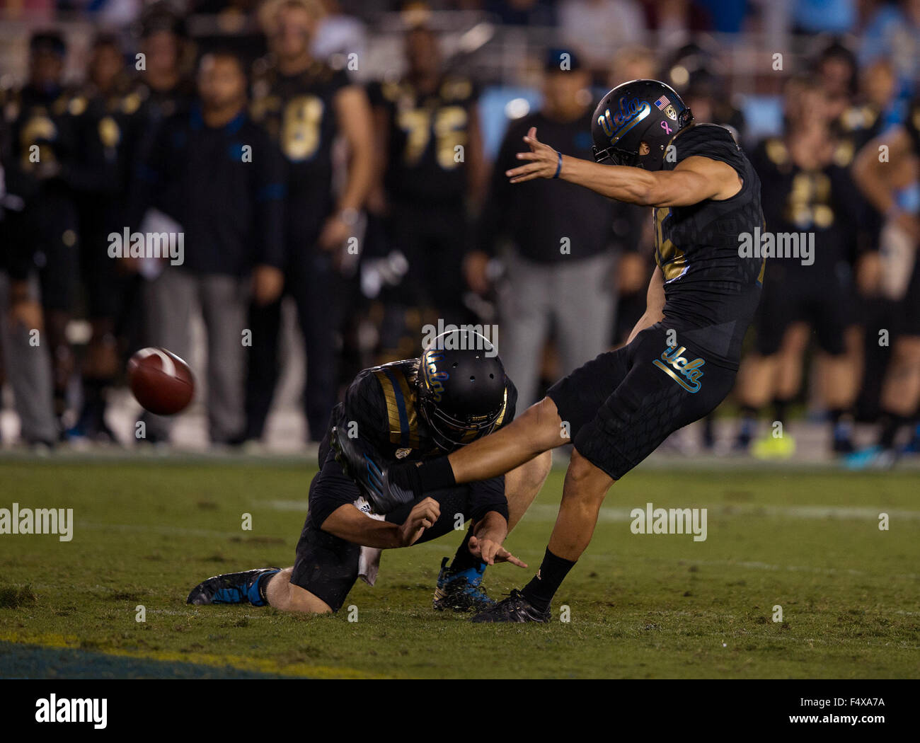 Pasadena, CA. 22nd Oct, 2015. UCLA Bruins kicker (15) Ka'imi Fairbairn