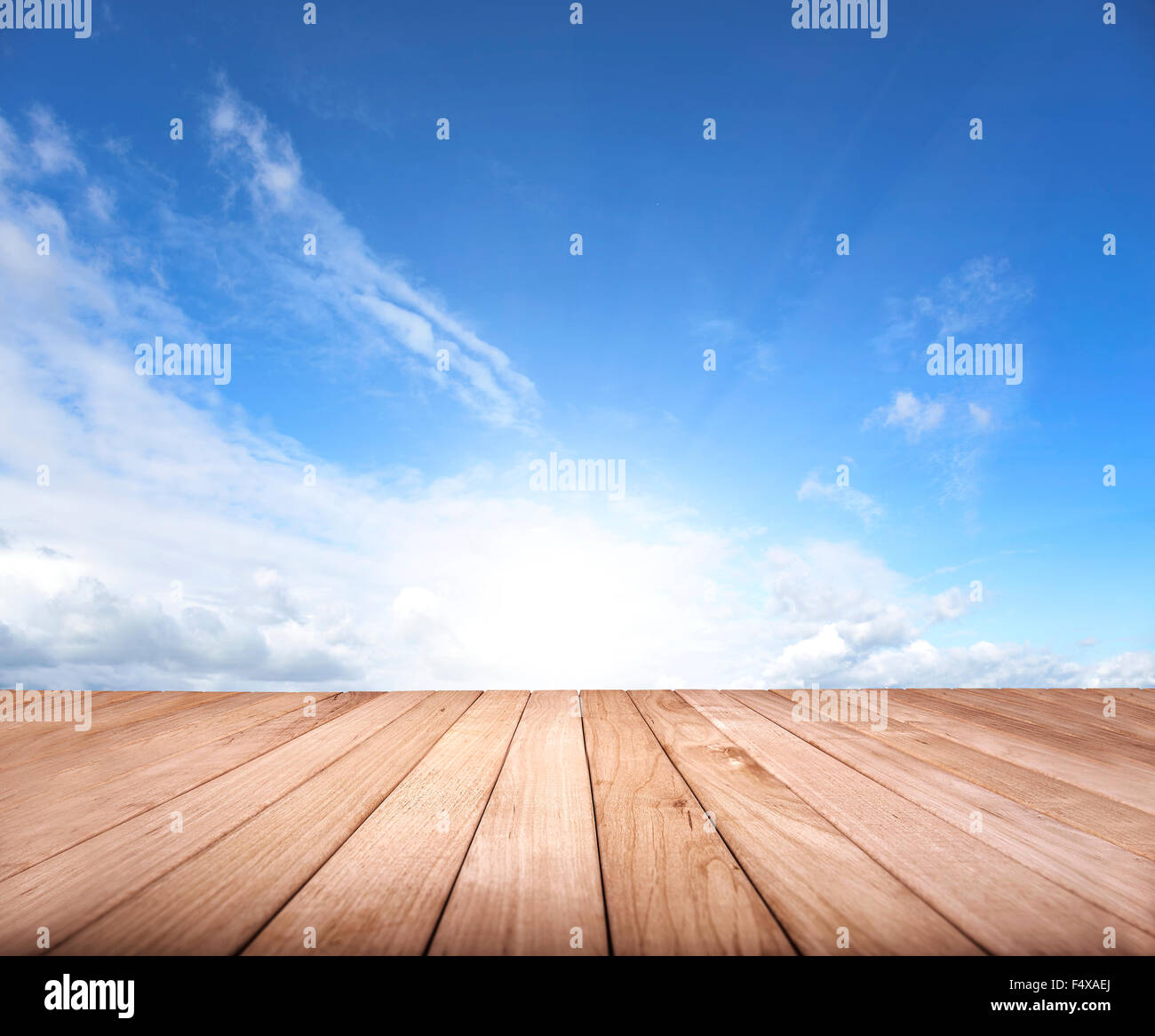 Empty wooden pier. Stock Photo