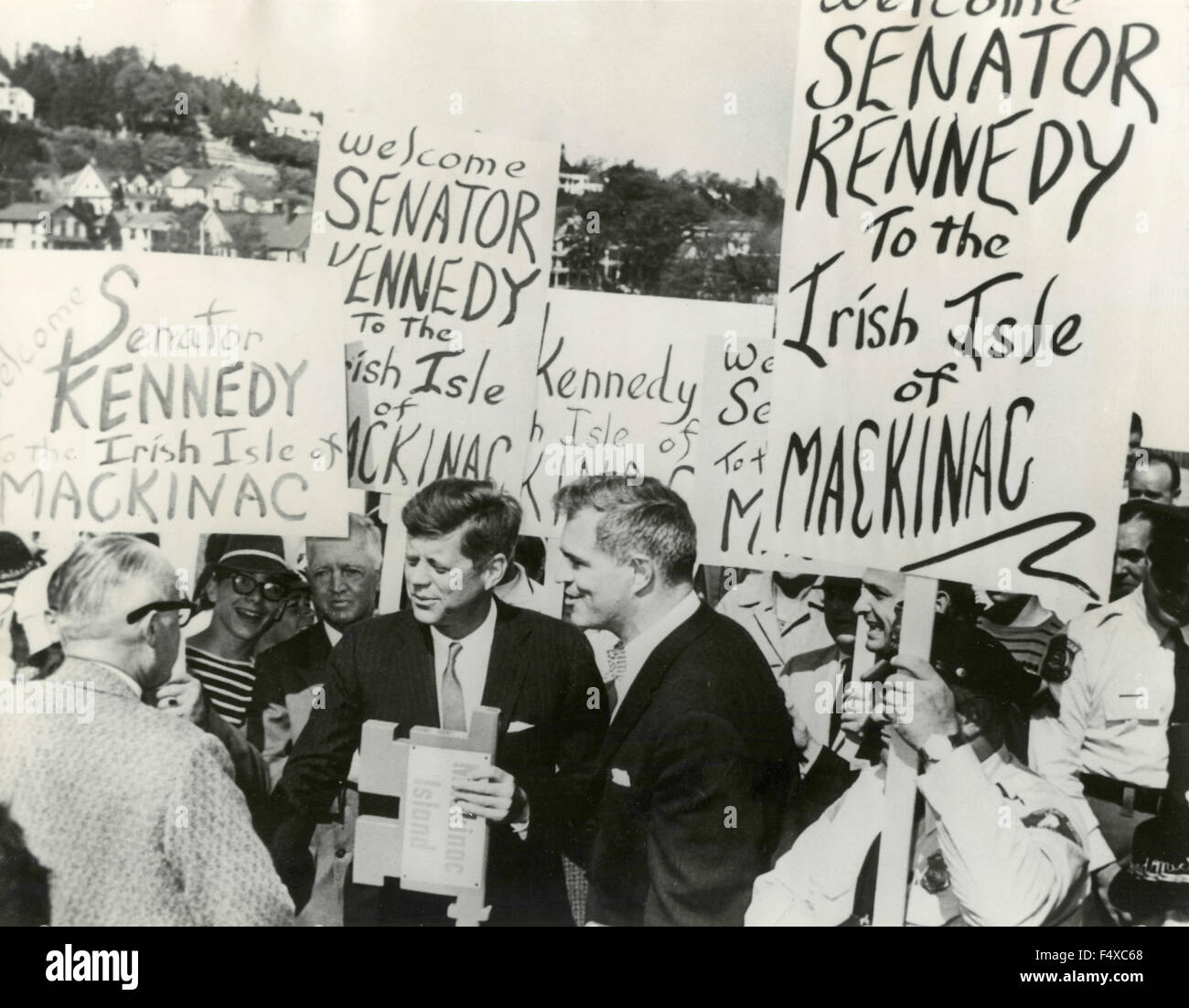 Senator John F. Kennedy visits the island of Mackinac, USA Stock Photo