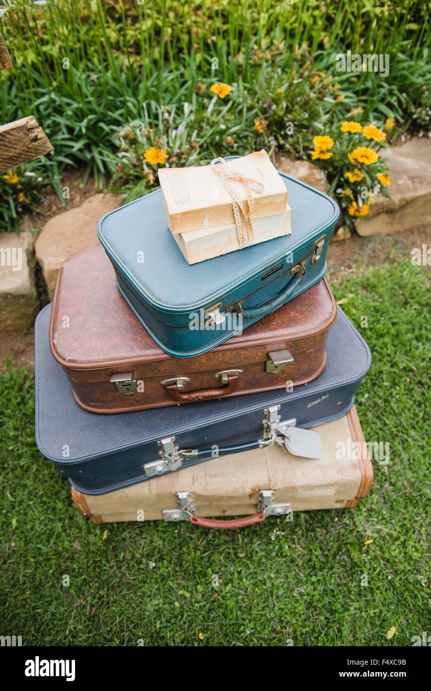 Stacked Vintage Cases Stock Photo Alamy