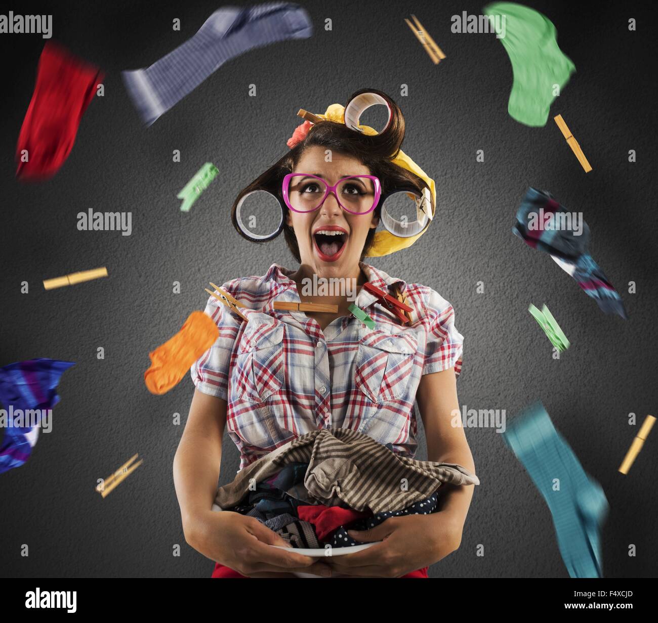 Explosion of laundry Stock Photo Alamy