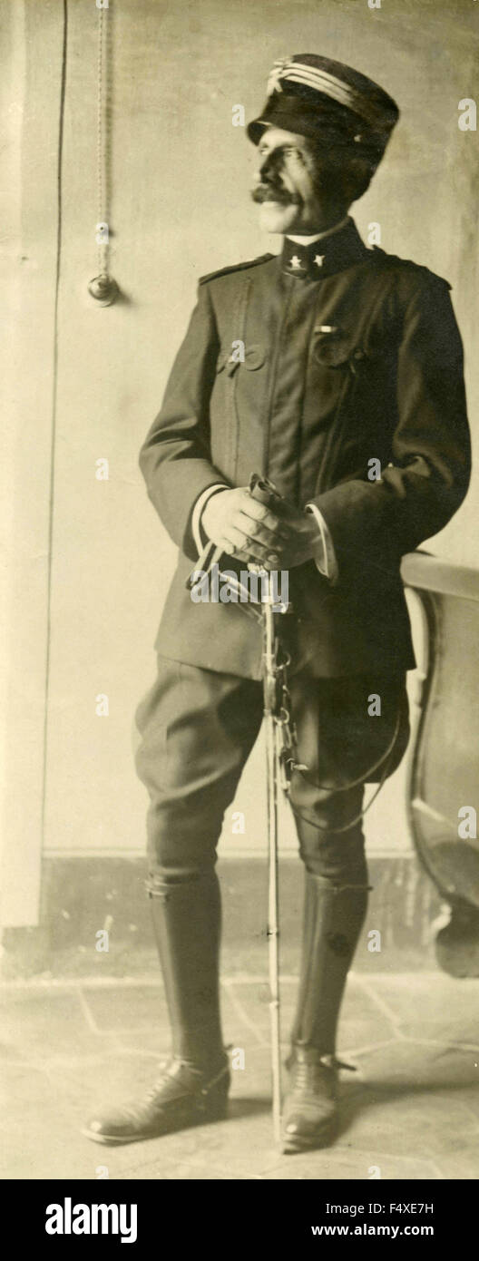 Cavalry officer in uniform and saber, Italy Stock Photo