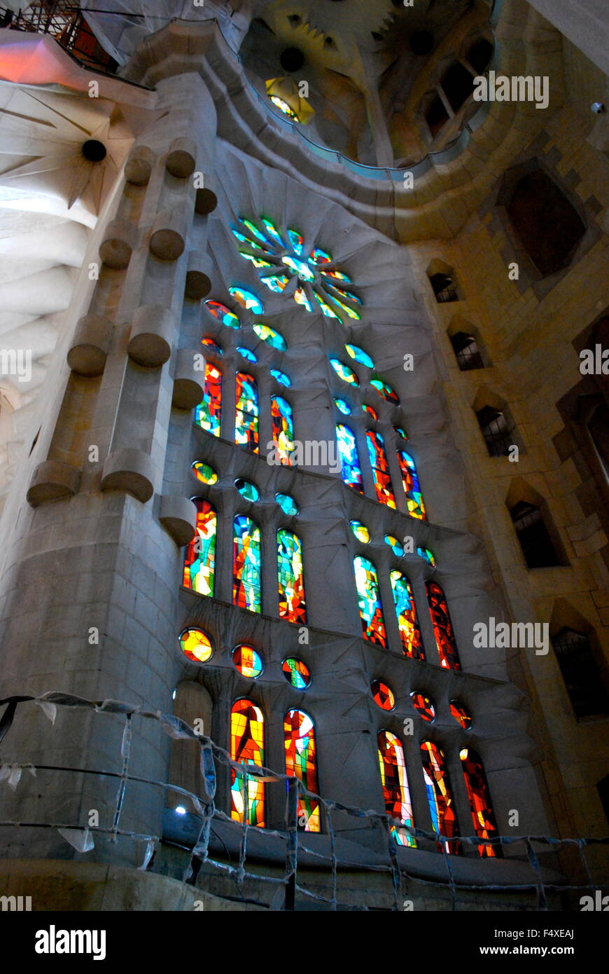 Inside La Sagrada Familia the amazing cathedral designed by Gaudi, in