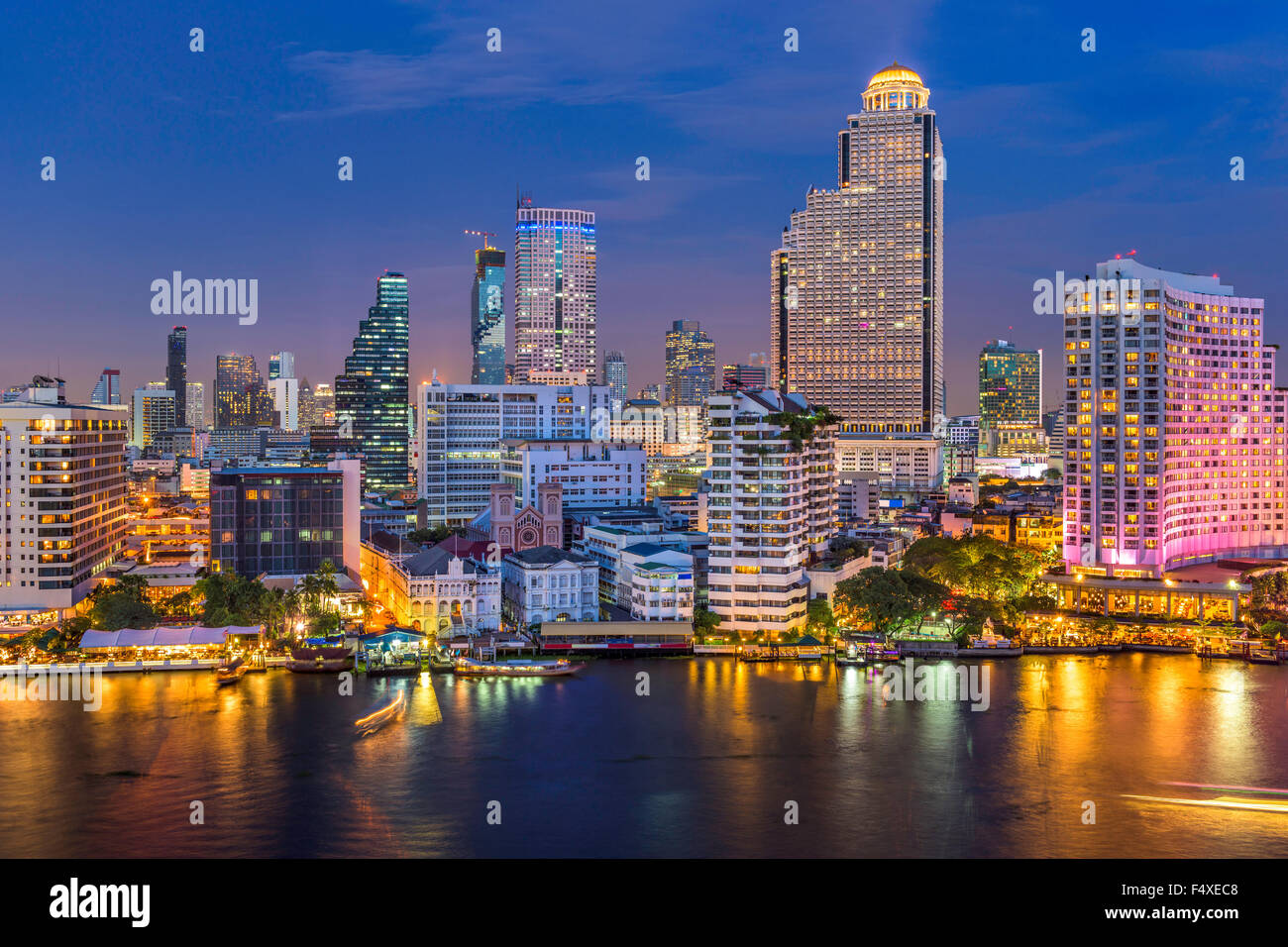 Bangkok Thailand Skyline On The Chao Phraya River Stock Photo Alamy