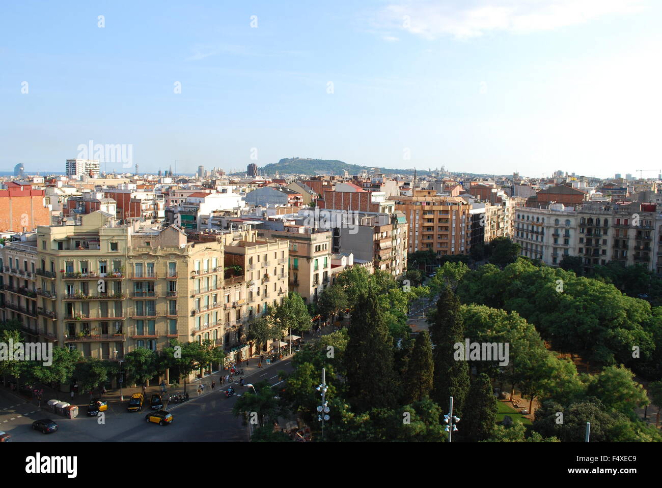 View of Barcelona city from the top of the Barcelona Cathedral. Spain ...