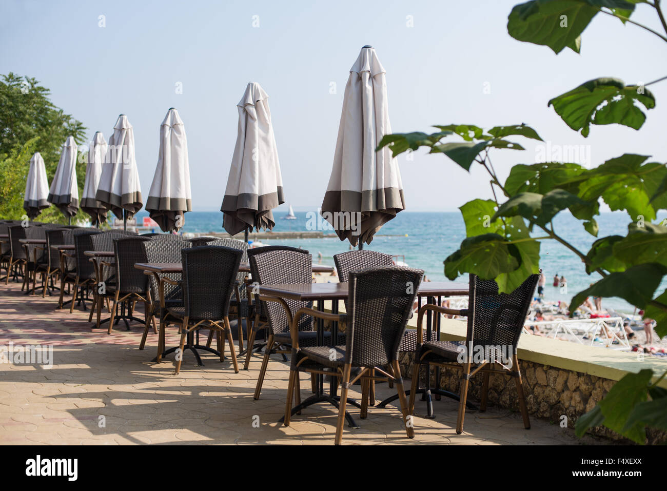 Sea view terrace of the luxury hotel Stock Photo Alamy