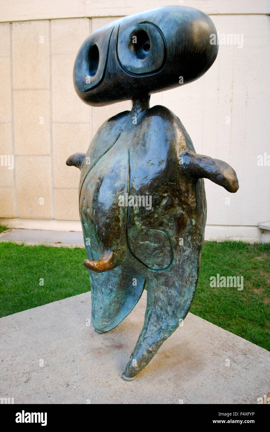 Joan Miro statue Personnage (Personage) at the Museum and Foundation Joan Miro in Barcelona. Left side. Stock Photo