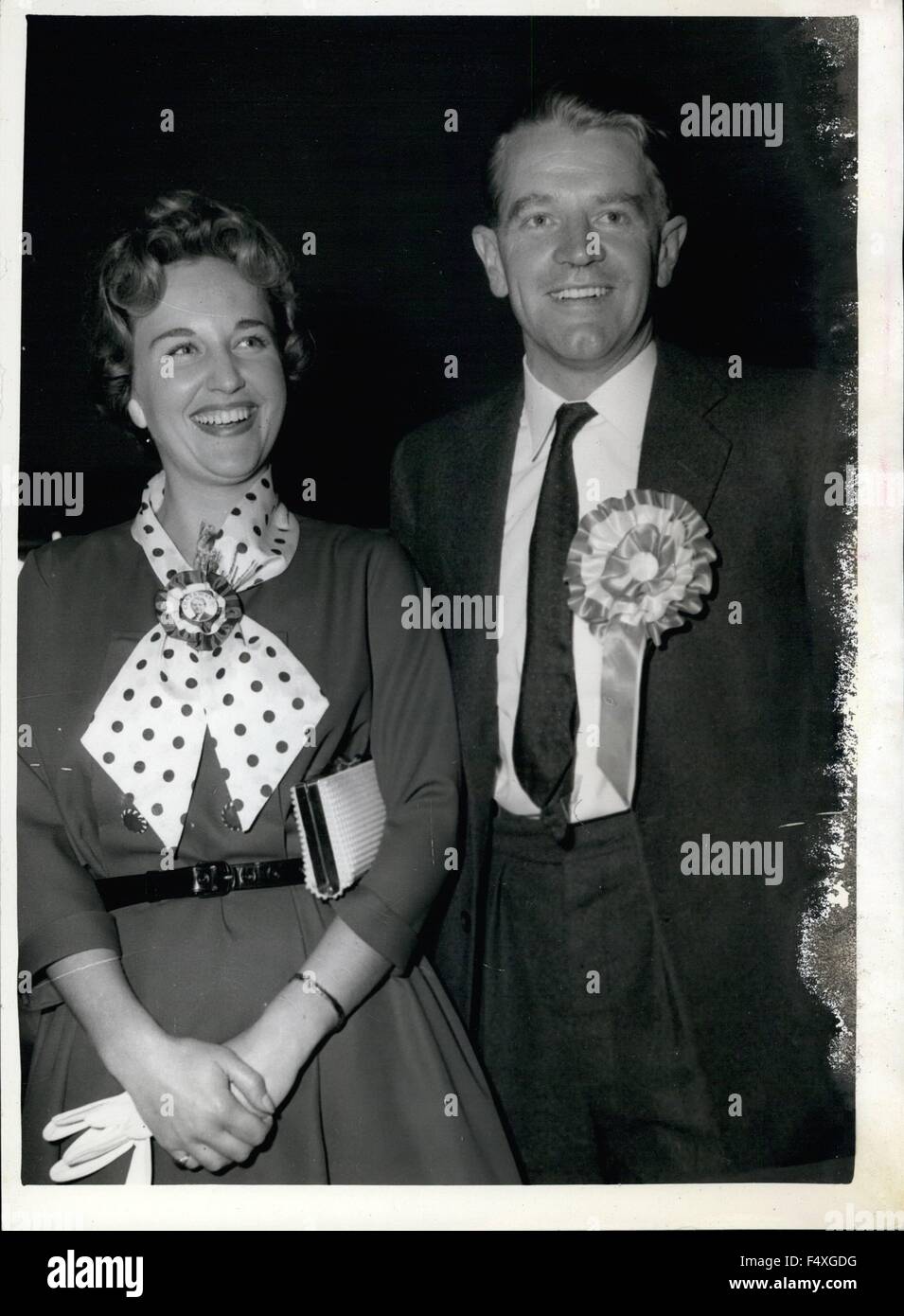 1968 - Conservatives win the General election Chris Chataway becomes an M.P.; Chris Chataway, the man who pioneered the four-minute-mile, also pioneered a Conservative victory in Lewisham North early today. Photo shows Chris Chatway pictured with his wife after he became Tory candidate for Lewisham North with a majority of 4,613 votes over his Labour opponent, Mr. Macdermot. © Keystone Pictures USA/ZUMAPRESS.com/Alamy Live News Stock Photo