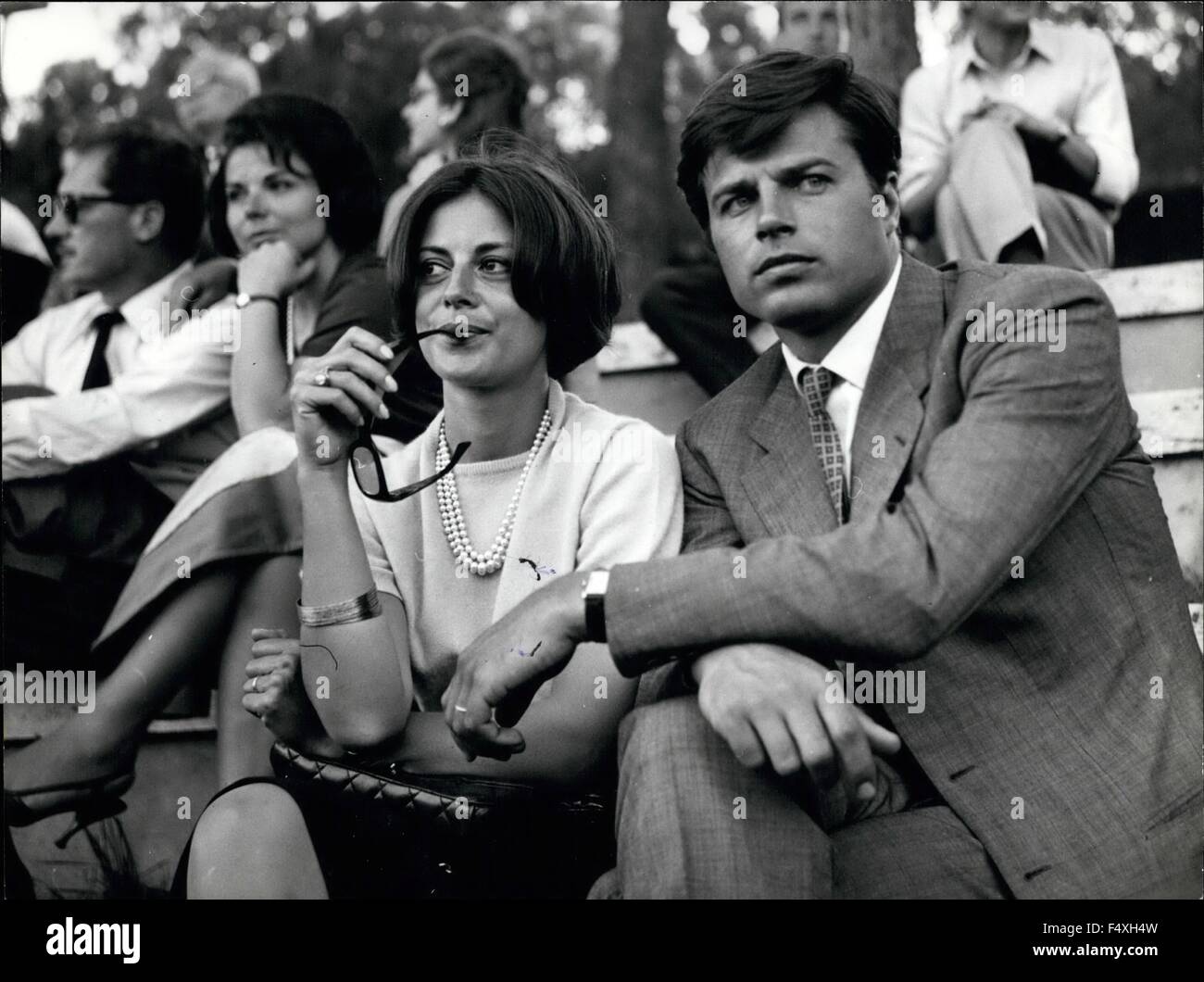 Rome, Anna Maria Ferrero, the Italian actress who married one year ago French actor Jean Sorel seen today with her husband at the Tennis Championship at Foro Italico. The couple who live during the winter time in Paris are in Rome for a holiday and also for film conference. 9th May, 1964. © Keystone Pictures USA/ZUMAPRESS.com/Alamy Live News Stock Photo