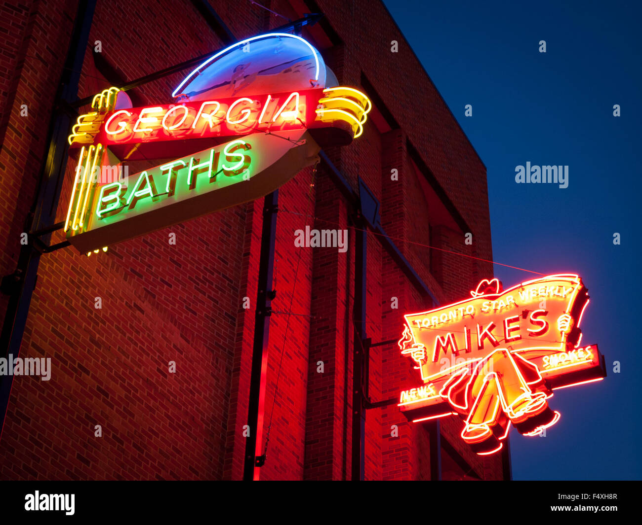 The electric neon signs of the outdoor Neon Sign Museum in Edmonton,  Alberta, Canada Stock Photo - Alamy