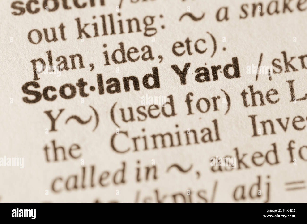 Definition of words Scotland Yard in dictionary Stock Photo Alamy