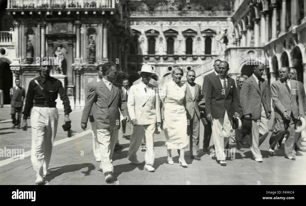 The Nazi Joseph Goebbels and his wife visit the Palazzo Ducale in Venice, Italy Stock Photo