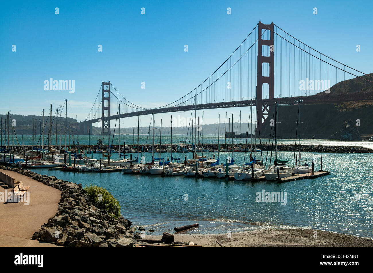 Golden Gate Bridge from Horseshoe Bay, San Francisco, California, USA