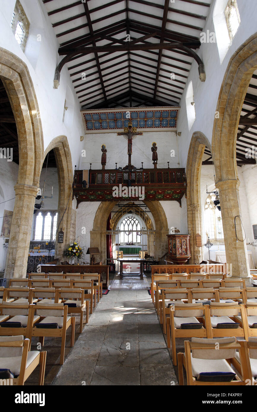 The Nave of Horley Church, Oxfordshire, England Stock Photo