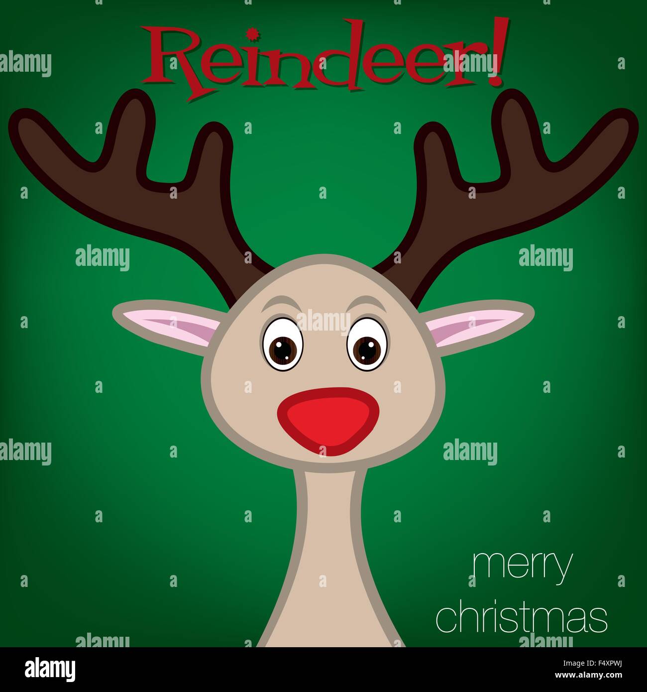 Cartoon reindeer Christmas card in vector format Stock Vector Image ...