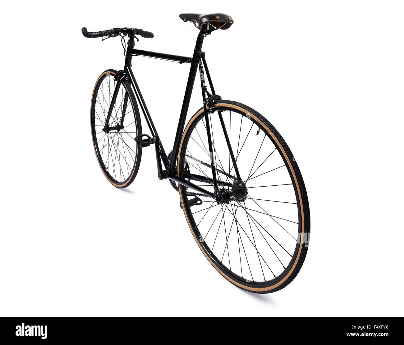 clean and beautiful classic black fixed gear bicycle isolated on white Stock Photo