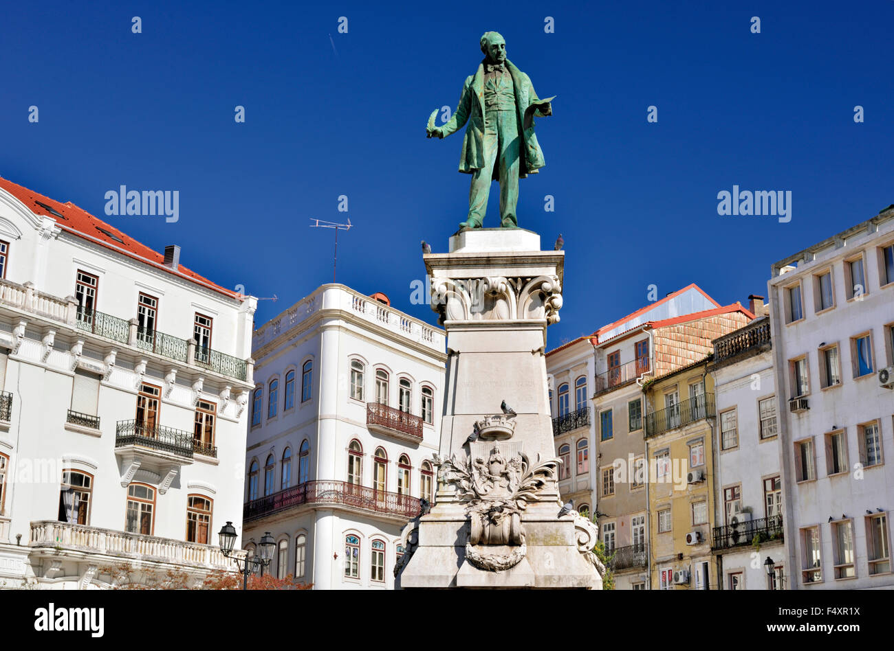 Portugal: Statue of Joaquim Antonio de Aguiar at downtown Coimbra Stock Photo