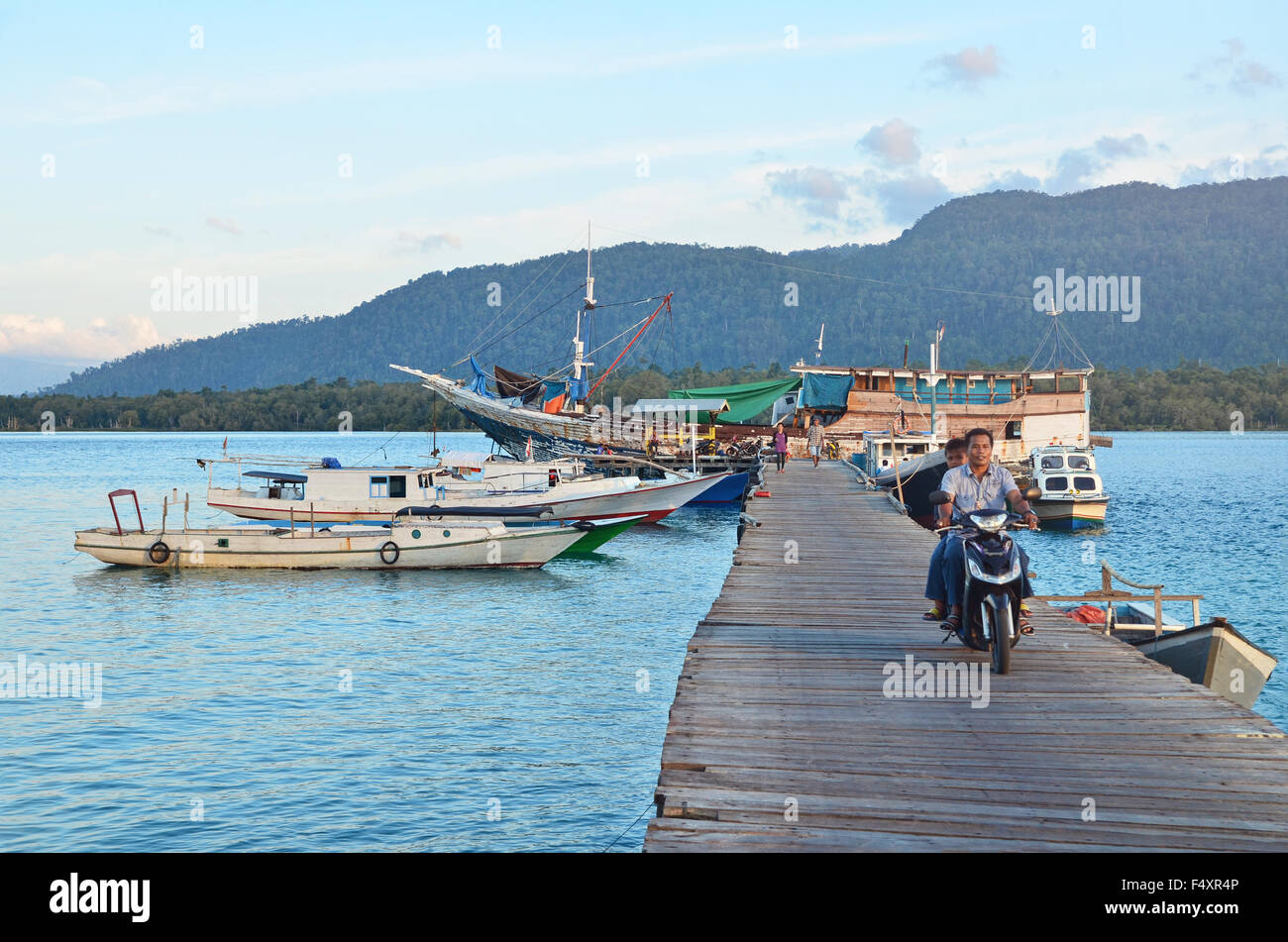 A dock in Sulaiman Bay, Biduk-Biduk Stock Photo