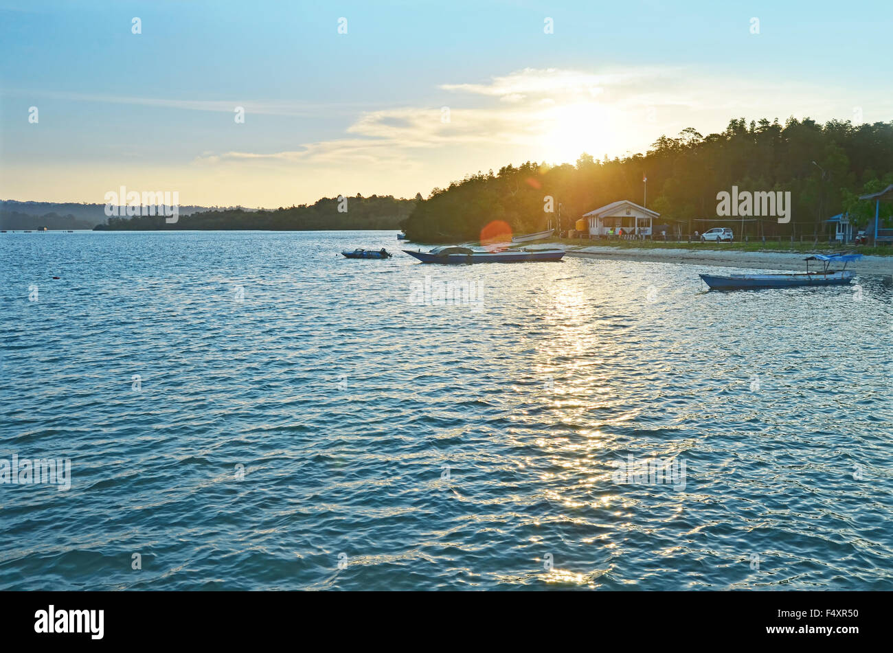 Sunset in Sulaiman Bay, Biduk-Biduk Stock Photo