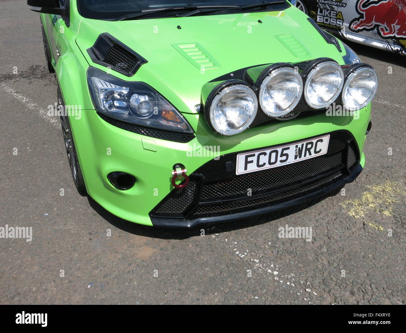 Ford Focus RS mk2 2009 model - with personalised number plate and wRC rally  headlights shown at donnington park race circuit Stock Photo - Alamy